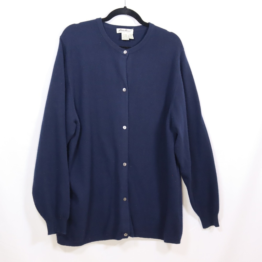 Eddie Bauer Cardigan XL Navy Women Preppy Classic Sweater